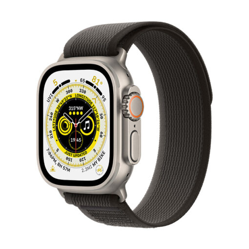 ⁦Apple Watch Ultra GPS + Cellular, 49mm Titanium Case with Trail Loop - M L - Apple Watch Ultra GPS + Cellular, 49mm Titanium Case with Black Gray Trail Loop - M L⁩ – תמונה ⁦5⁩