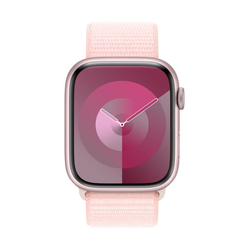 ⁦Apple Watch Series 9 GPS 45mm Aluminium Case with Sport Loop - Apple Watch Series 9 GPS 45mm Pink Aluminium Case with Light Pink Sport Loop⁩ – תמונה ⁦5⁩