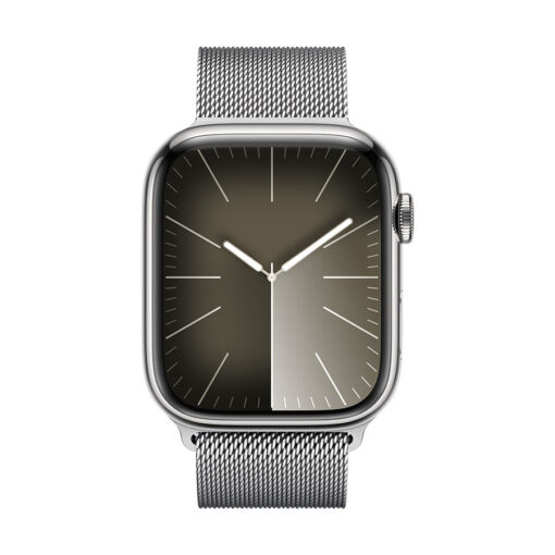 ⁦Apple Watch Series 9 GPS + Cellular 45mm Stainless Steel Case with Milanese Loop - Apple Watch Series 9 GPS + Cellular 45mm Silver Stainless Steel Case with Silver Milanese Loop⁩ – תמונה ⁦2⁩