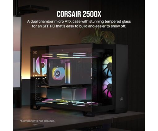 ⁦מארז Corsair 2500X Mini-Tower mATX Tempered Glass NO FANS⁩ – תמונה ⁦6⁩