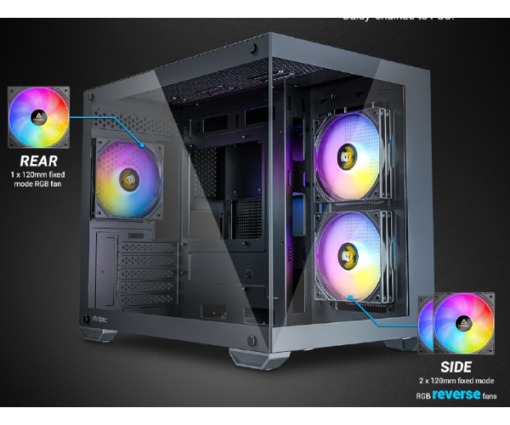 ⁦מארז Antec CX600M RGB Black Mini Tower tempered glass panel⁩ – תמונה ⁦3⁩