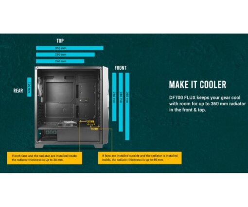 ⁦מארז ANTEC DF700 FLUX Tempered Glass RGB Mid tower Black Case⁩ – תמונה ⁦7⁩