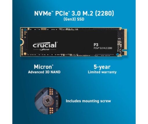 ⁦דיסק פנימי Crucial P3 2TB PCIe NVME 3.0 3D Nand Up To 3500MB s⁩ – תמונה ⁦2⁩