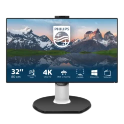 מסך מחשב PHILIPS 32 אינץ' 4K USB-C RJ45 מצלמה מובנית באחריות יבואן רשמי 3 שנים