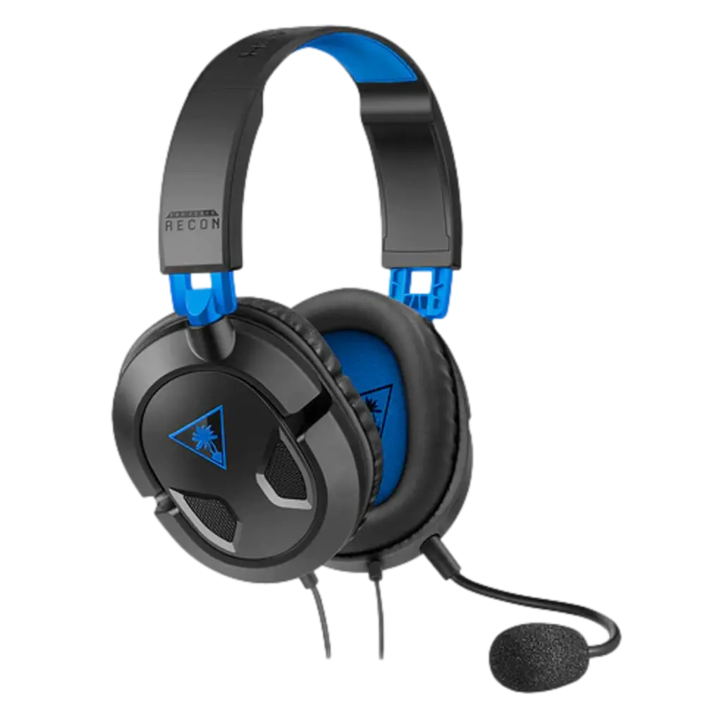 אוזניות גיימינג Turtle Beach Recon 50P – דרייברים 40 מ"מ – מיקרופון ניתן לניתוק – Sony 3D Audio ל-PS5 – כחול-שחור