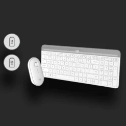 סט מקלדת ועכבר אלחוטי Logitech MK470 דק שקט לבן 1000DPI 3 שנות אחריות באחריות יבואן רשמי