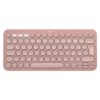מקלדת Logitech Pebble Keys 2 K380S אלחוטית Bluetooth ורודה 3 ערוצים סוללה 36 חודשים באחריות יבואן רשמי