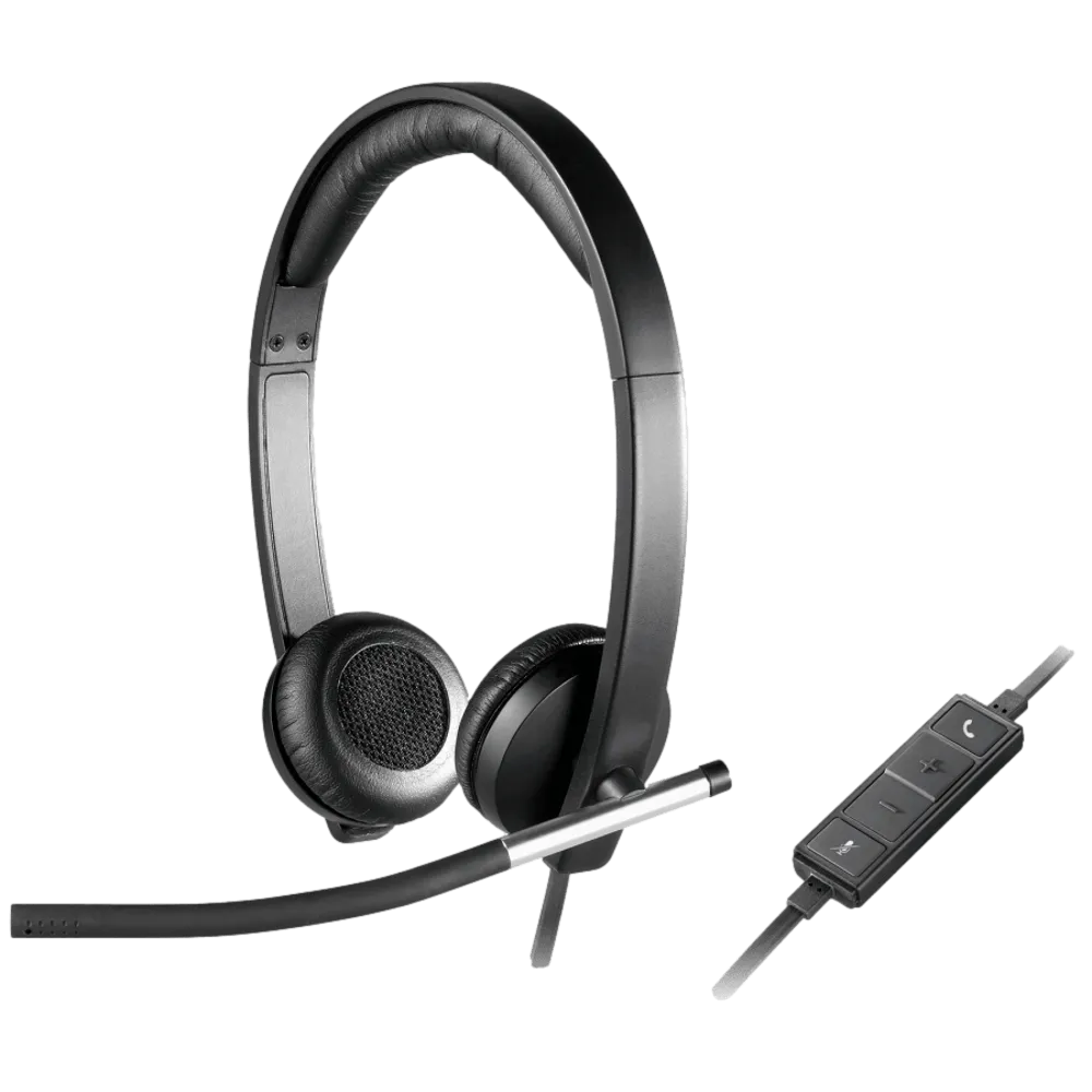 אוזניות USB סטריאו Logitech H650E למוקדי שירות עם מיקרופון DSP סינון רעשים שנתיים אחריות באחריות יבואן רשמי