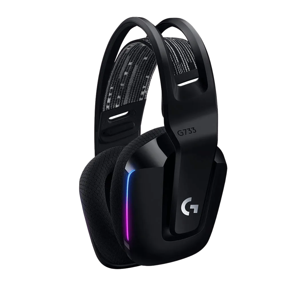 אוזניות גיימינג אלחוטיות Logitech G733 LIGHTSPEED RGB 40mm PRO-G שחור 29 שעות סוללה באחריות יבואן רשמי