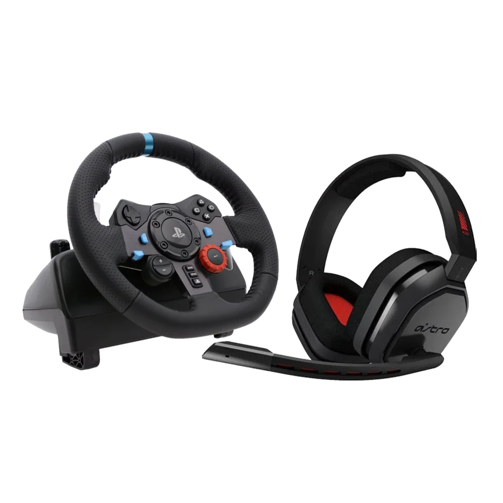 חבילת גיימינג הגה מרוצים Logitech Driving Force G29 + אוזניות Astro A10 – PS3/PS4/PC