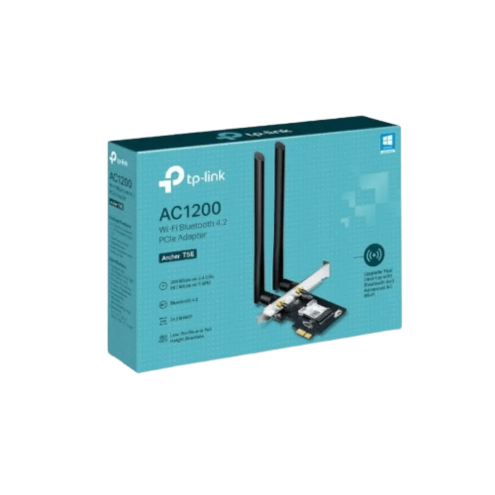 כרטיס רשת אלחוטי TP-Link Archer T5E – AC1200 דו-תדרי – חיבור PCIe – Bluetooth 4.2 – 2 אנטנות חיצוניות – אחריות 3 שנים