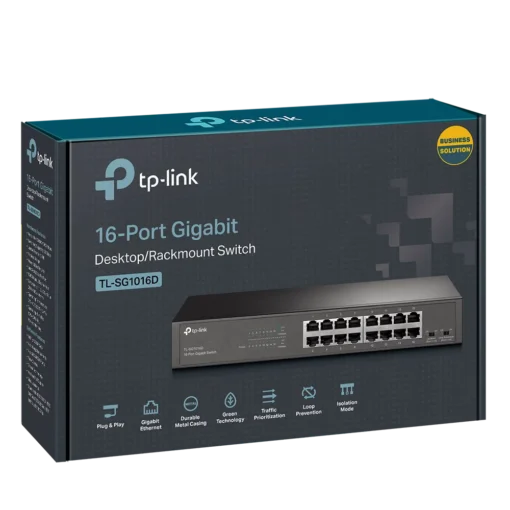 ⁦מתג רשת 16 פורט TP-LINK ג'יגה RJ45 10/100/1000 לארון תקשורת 19 אינץ' באחריות יבואן רשמי 3 שנים⁩ – תמונה ⁦2⁩