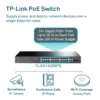 מתג רשת TP-Link 24 פורטים PoE+ Gigabit 26 יציאות 2 SFP 250W באחריות יבואן רשמי