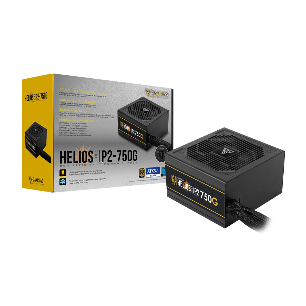 ספק כוח GAMDIAS HELIOS P2-750G – 750W, 80 PLUS Gold, ATX 3.0, PCIe 5.0