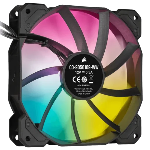 ⁦מאווררים CORSAIR SP120 RGB ELITE 120 מ"מ 3 יח' לבן עם תאורת RGB ובקר שליטה, מהירות 400-1500 סל"ד, באחריות יבואן רשמי לשנתיים⁩ – תמונה ⁦2⁩