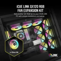 מאוורר מחשב CORSAIR iCUE LINK QX120 RGB 120mm 2400RPM שחור באחריות יבואן רשמי