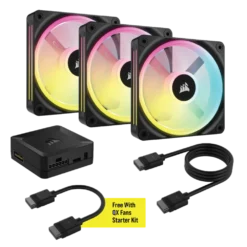 CORSAIR iCUE LINK QX120 RGB ערכת מאווררים 3x120 מ"מ PWM עם תאורת RGB שחור באחריות יבואן רשמי