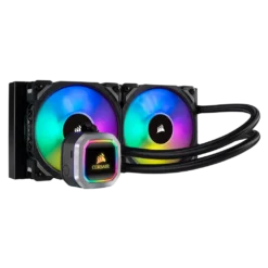 קירור נוזלי למעבד CORSAIR H100 RGB 240mm 2x120 נורות LED שחור באחריות 3 שנים באחריות יבואן רשמי