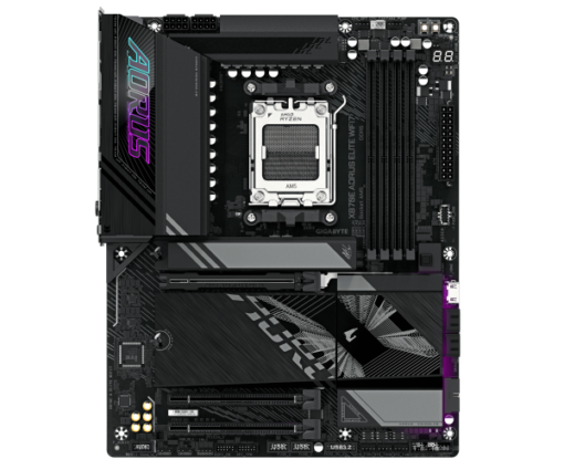 ⁦לוח אם Gigabyte X870E AORUS ELITE WIFI7 ATX AM5 DDR5 8200MHz תומך AMD Ryzen 7000/8000/9000 עם 4 חריצי זכרון, PCIE 5.0, 6 חיבורי SATA, WIFI 7, בלוטות 5.4, באחריות יבואן רשמי לשלוש שנים⁩ – תמונה ⁦2⁩