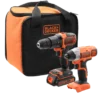 סט מקדחה ומברגה BLACK&DECKER 18V מקצועי 2Ah מהירות 3600 סל"ד עם 2 סוללות באחריות יבואן רשמי