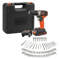 מברגה מקדחה BLACK&DECKER 18V ליתיום 40Nm 2Ah סט 78 אביזרים באחריות יבואן רשמי