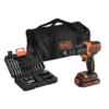 סט מקדחה דופקת BLACK & DECKER 40Nm 1400 סל"ד קומפקטית 1.1 ק"ג עם תיק וסט מקדחים באחריות יבואן רשמי
