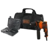 מקדחה חוטית BLACK+DECKER 710W 32 אביזרים מקצועית עם תיק נשיאה באחריות יבואן רשמי