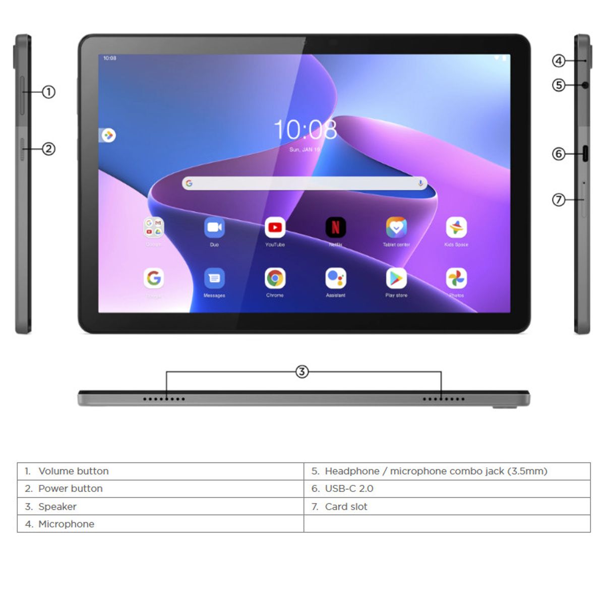 טאבלט Lenovo TAB M10 HD 10.1 אינץ' 4GB 64GB WiFi אפור סטורם - באחריות יבואן רשמי – תמונה 2