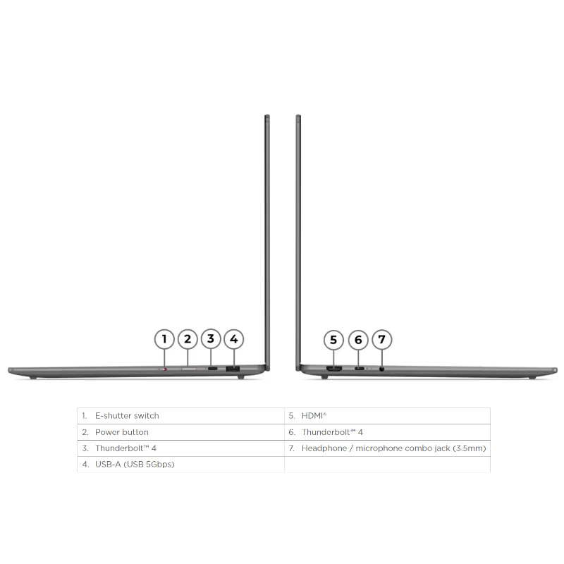 מחשב נייד Lenovo Yoga Slim 7 15 אינטל Ultra 7 32GB 1TB 15.3 אינץ' 2.8K 120Hz מסך מגע Luna Grey באחריות יבואן רשמי – תמונה 4