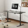 מעמד רגליים שחורות LUMI לשולחן חשמלי מתכוונן עם מנוע כפול 3 זיכרונות USB באחריות יבואן רשמי