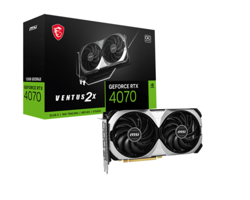 כרטיס מסך MSI GeForce RTX 4070 VENTUS 2X 12GB OC GDDR6X, 5888 ליבות, 2520MHz, זיכרון 12GB, תומך G-SYNC, באחריות יבואן רשמי