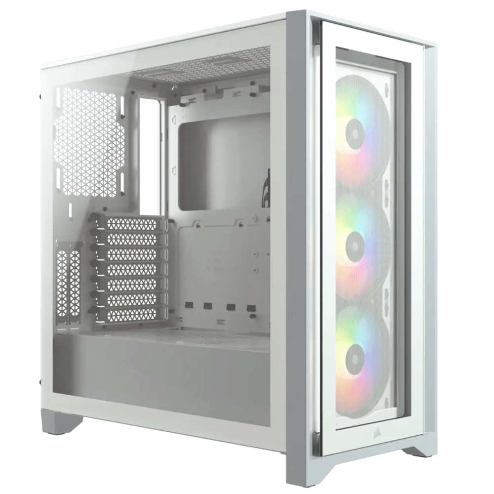 מארז למחשב CORSAIR iCUE 4000X RGB Tempered Glass Mid-Tower ATX- לבן