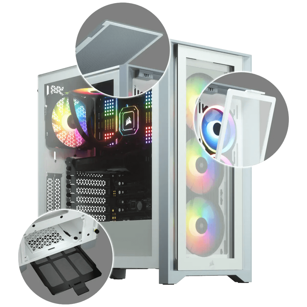 מארז למחשב CORSAIR iCUE 4000X RGB Tempered Glass Mid-Tower ATX- לבן – תמונה 7