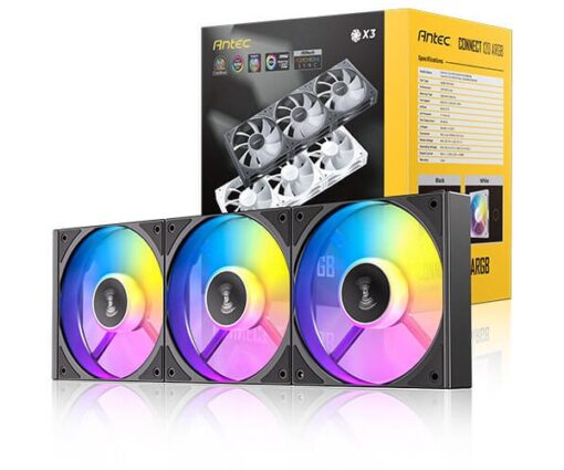 מאווררים למארז ANTEC Connect C120 ARGB שחור 3 יחידות 120 מ"מ Hydraulic Bearing באחריות יבואן רשמי