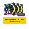 מאווררים למארז ANTEC NEON 120 ARGB שחור 3 יחידות 120 מ"מ Hydro Bearing ARGB באחריות יבואן רשמי