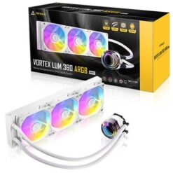 קירור נוזלי ANTEC VORTEX LUM 360 WHITE ARGB 3x120mm 280W TDP תואם Intel ו-AMD באחריות יבואן רשמי 3 שנים