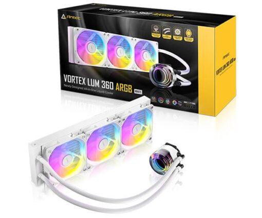 קירור נוזלי ANTEC VORTEX LUM 360 WHITE ARGB 3x120mm 280W TDP תואם Intel ו-AMD באחריות יבואן רשמי 3 שנים