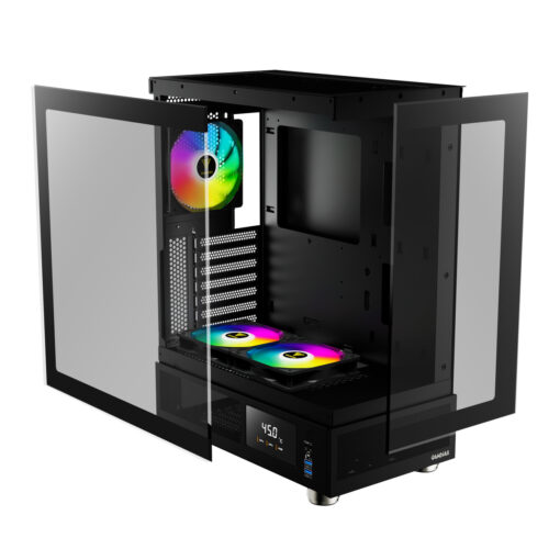 ⁦מארז מחשב GAMDIAS ATLAS E1 Mid-Tower ATX מזכוכית מחוסמת עם 3 מאווררי ARGB באחריות יבואן רשמי⁩ – תמונה ⁦2⁩