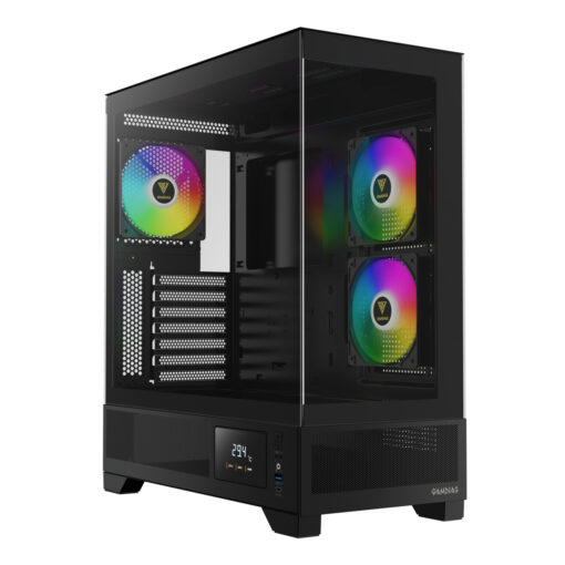 ⁦מארז מחשב GAMDIAS ATLAS M1 Mid-Tower ATX Micro-ATX Mini-ITX עם זכוכית מחוסמת ו-3 מאווררי ARGB באחריות יבואן רשמי⁩ – תמונה ⁦2⁩