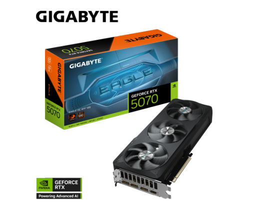 כרטיס מסך GIGABYTE GeForce RTX 5070 EAGLE OC 12GB GDDR7 4K 3xDP 1xHDMI PCI-E באחריות יבואן רשמי 3 שנים