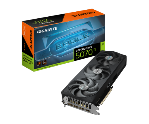 כרטיס מסך GIGABYTE GeForce RTX 5070 Ti EAGLE OC 16GB GDDR7 PCI-E 5.0 באחריות יבואן רשמי 3 שנים