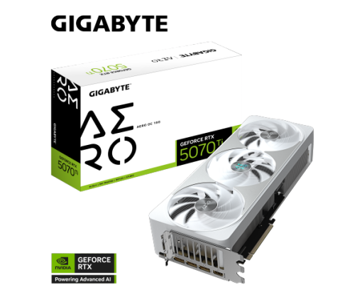 כרטיס מסך GIGABYTE GeForce RTX 5070 Ti AERO OC 16GB GDDR7 256BIT 2588MHZ 4 מסכים באחריות יבואן רשמי 3 שנים