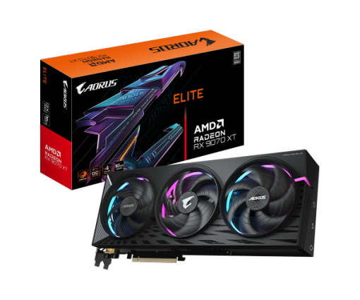 כרטיס מסך GIGABYTE AORUS Radeon RX9070 XT ELITE 16GB GDDR6 PCI-E 5.0 4 מסכים באחריות יבואן רשמי 3 שנים
