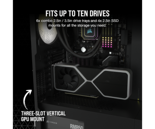 ⁦מארז CORSAIR 7000D AIRFLOW FULL-TOWER ATX CASE Black⁩ – תמונה ⁦4⁩