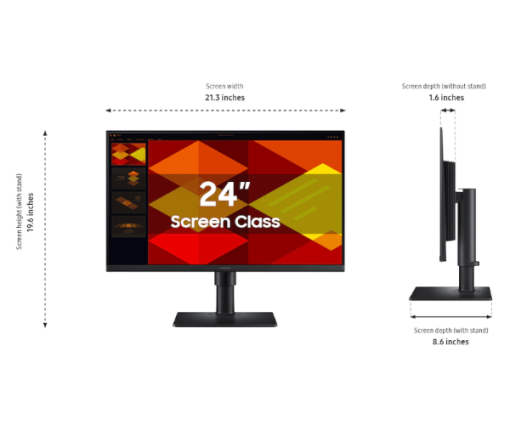 ⁦מסך SAMSUNG S24D408GAM IPS FHD 100hz Speakers DP 2XHDMI USB HUB⁩ – תמונה ⁦2⁩