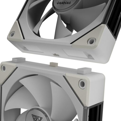 ⁦GAMDIAS  AEOLUS P2-1203U WH  שלוש מאווררים ובקר לבן ARGB⁩ – תמונה ⁦4⁩