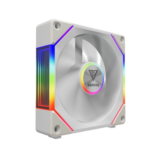 ⁦GAMDIAS  AEOLUS P2-1203U WH  שלוש מאווררים ובקר לבן ARGB⁩ – תמונה ⁦5⁩