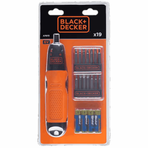 מברג חשמלי נטען + סט ביטים BLACK DECKER A7073