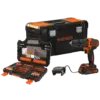 מקדחה דופקת נטענת BLACK+DECKER 18V 1.5Ah עם 104 חלקים באחריות יבואן רשמי 3 שנים