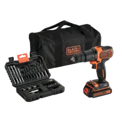סט מקדחה דופקת BLACK & DECKER 40Nm 1400 סל"ד קומפקטית 1.1 ק"ג עם תיק וסט מקדחים באחריות יבואן רשמי